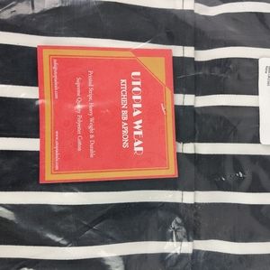 ADJUSTABLE KITCHEN BIB ADULT, BLACK STRIPE APRON 2 POCKET HEAVY WEIGHT & DURABLE